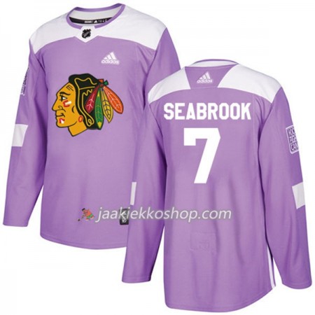 Miehille NHL Chicago Blackhawks Pelipaita Brent Seabrook 7 Adidas 2017-2018 Violetti Fights Cancer Practice Authentic